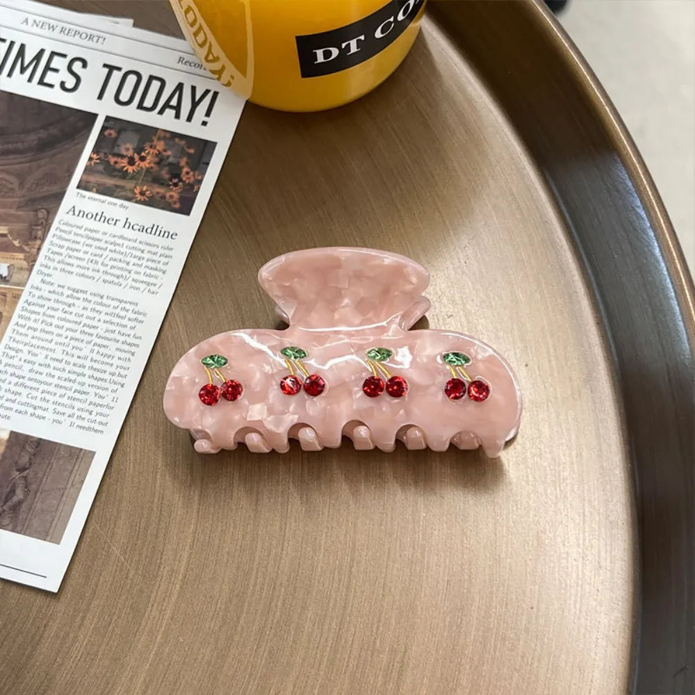 Cherry Glitter Hair Claw Clip
