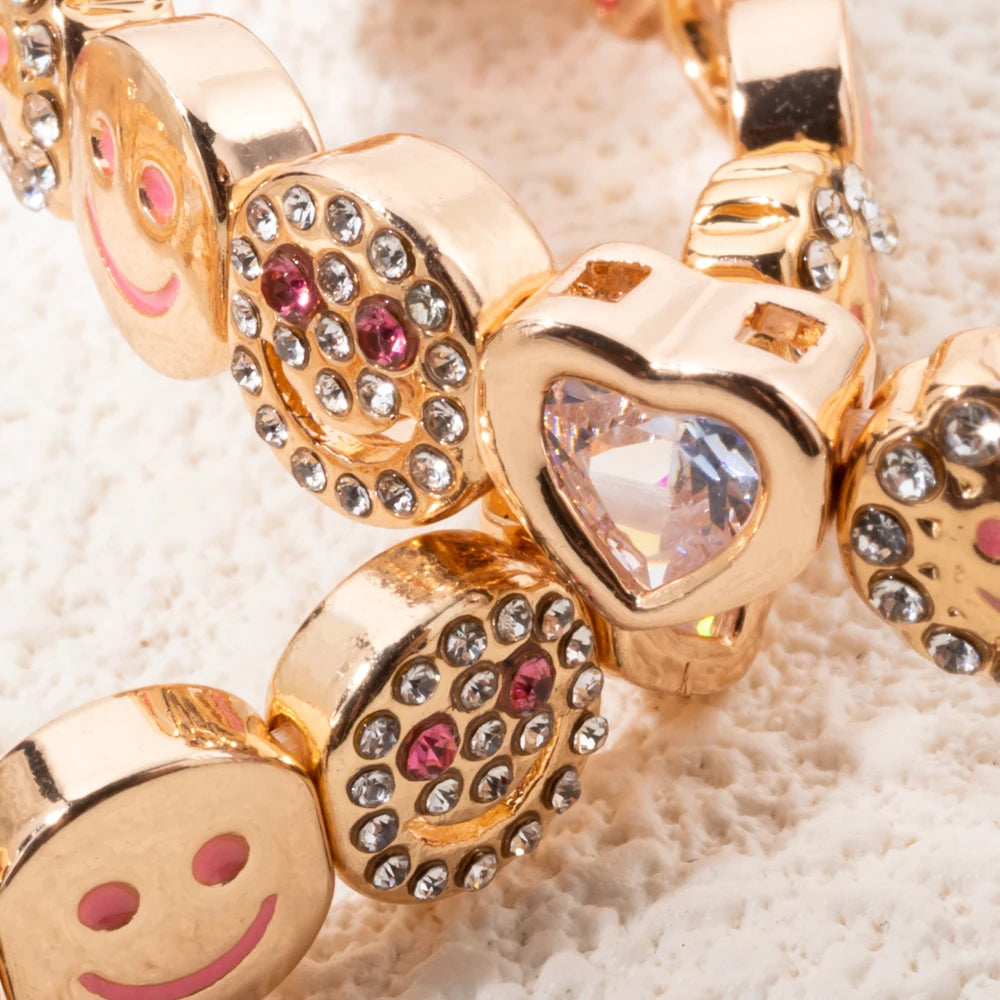 Smiley Charm Bracelet, Gold Plated