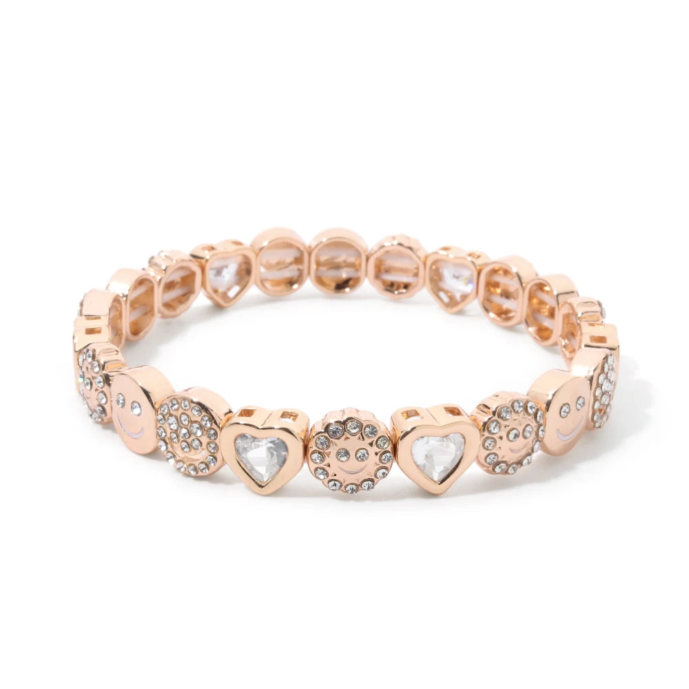 Smiley Charm Bracelet, Gold Plated