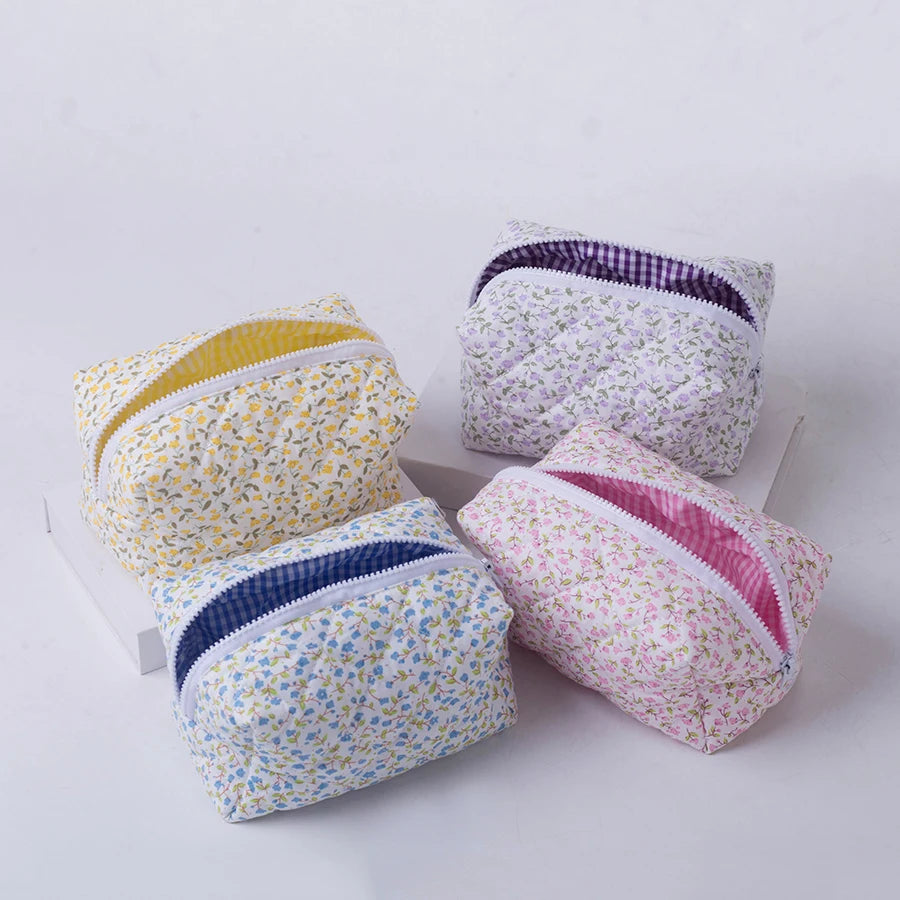 Floral Quilted Makeup Bag