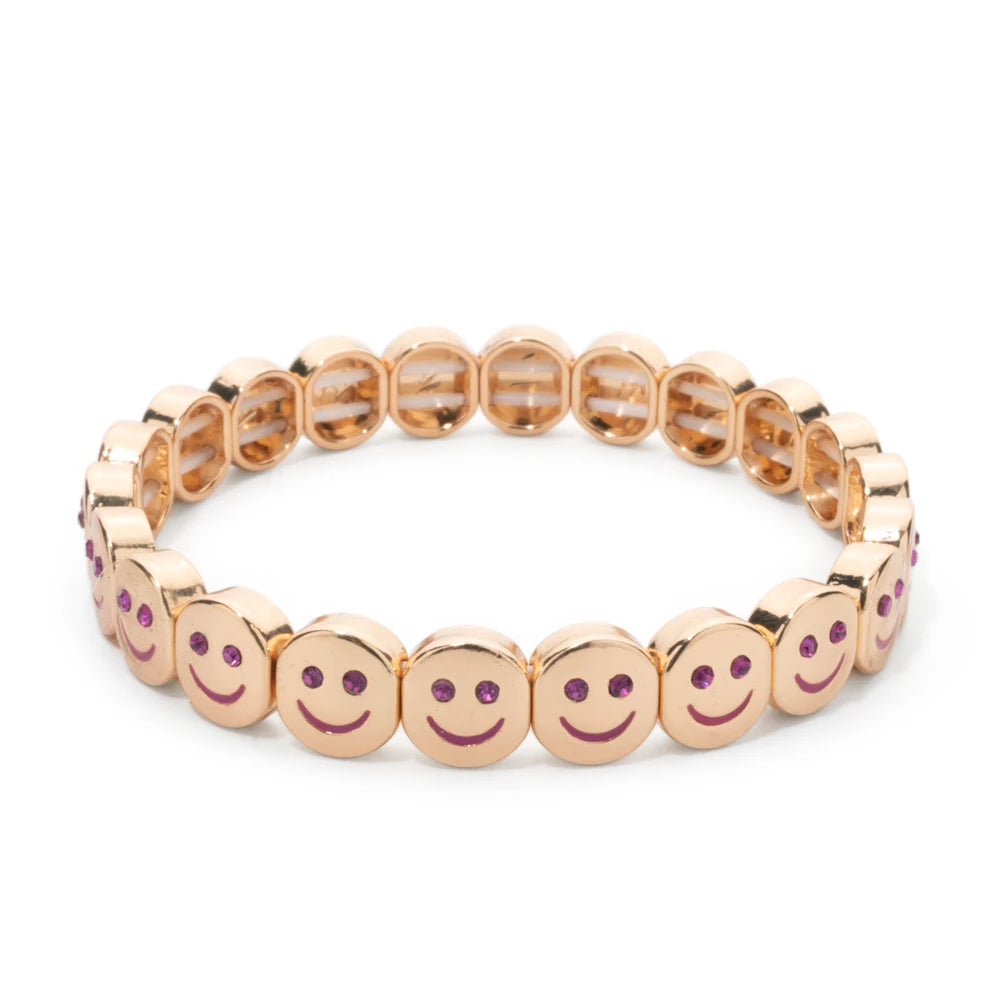 Smiley Charm Bracelet, Gold Plated