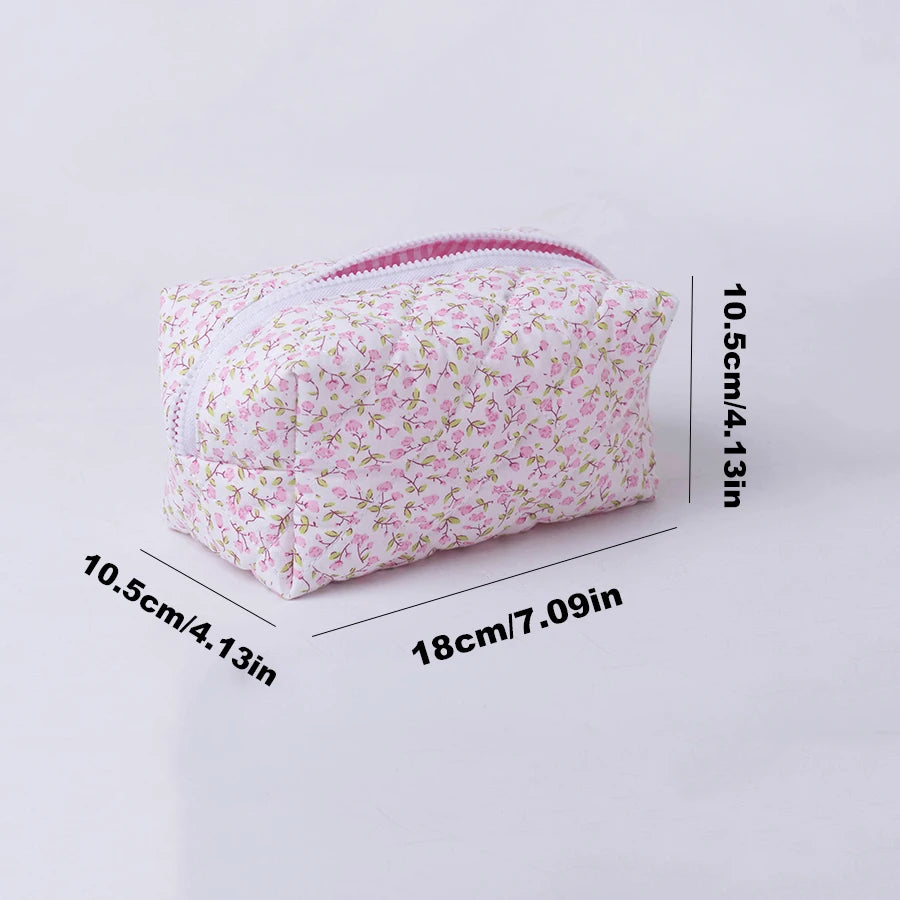 Floral Quilted Makeup Bag