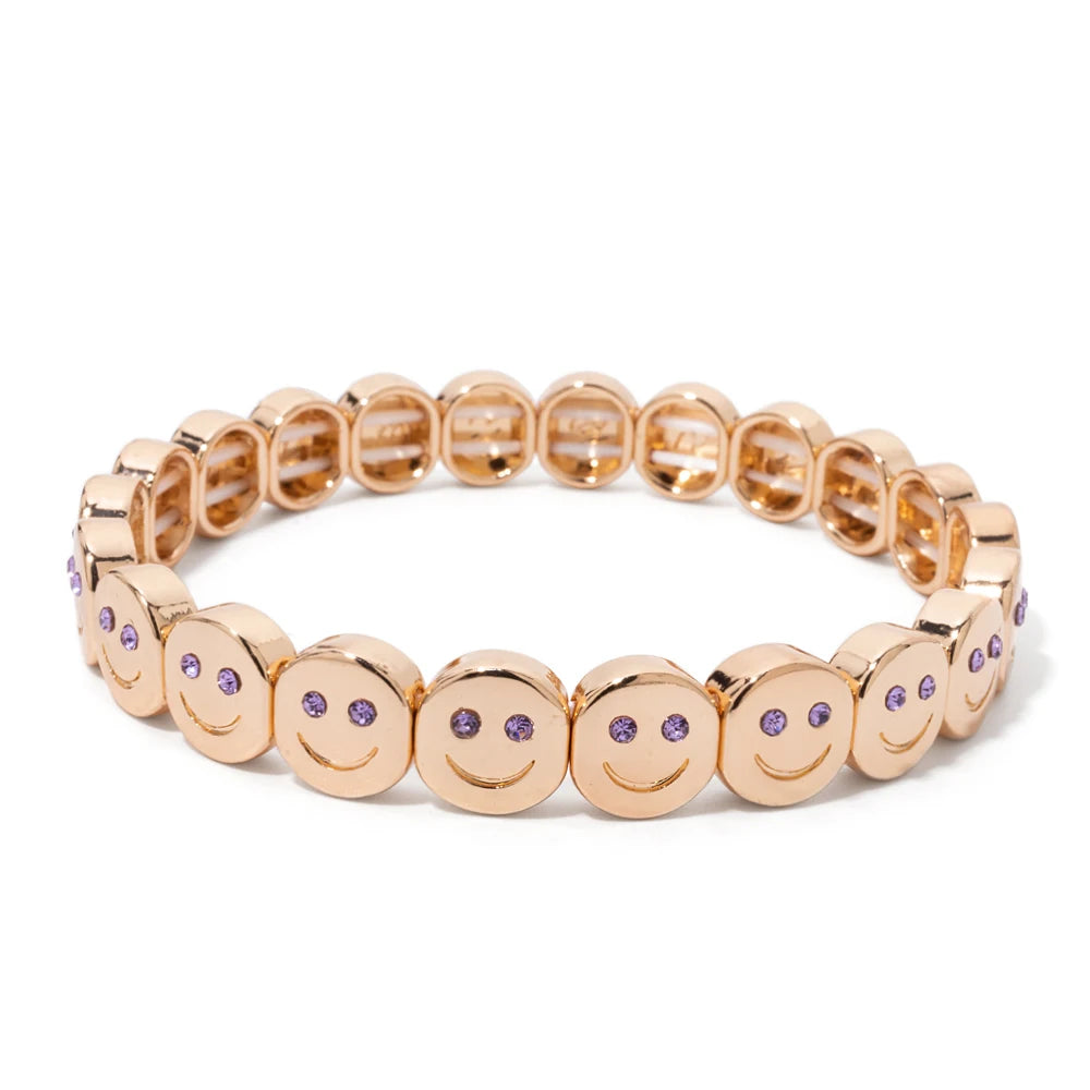 Smiley Charm Bracelet, Gold Plated