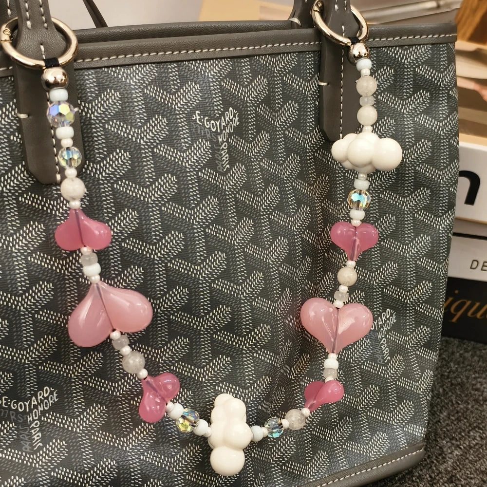 Y2K Pink Heart Beaded Bag Charm