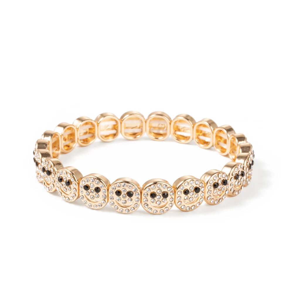Smiley Charm Bracelet, Gold Plated