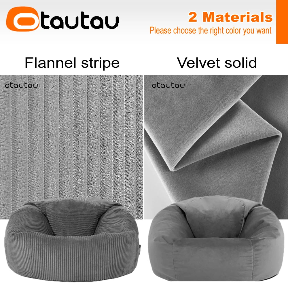 Corduroy Bean Bag Chair with Ottoman