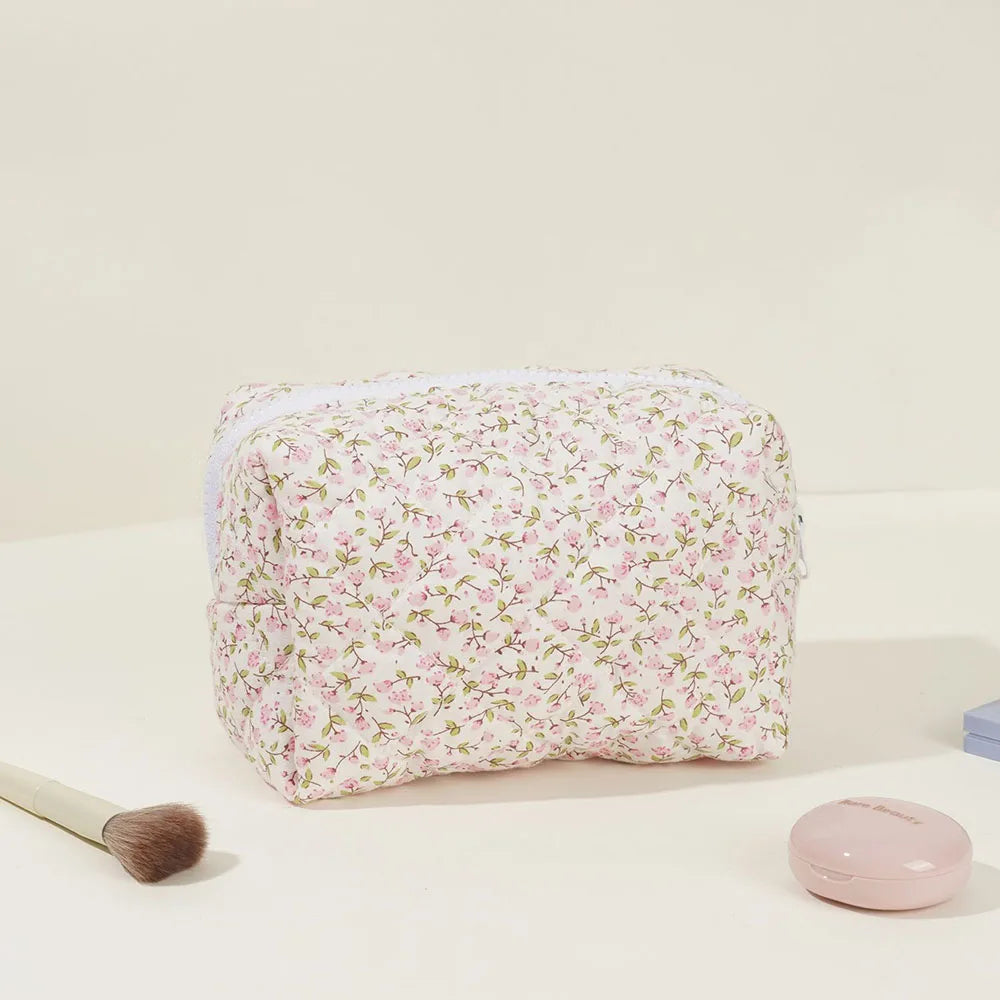 Floral Quilted Makeup Bag