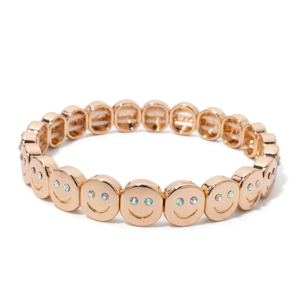 Smiley Charm Bracelet, Gold Plated