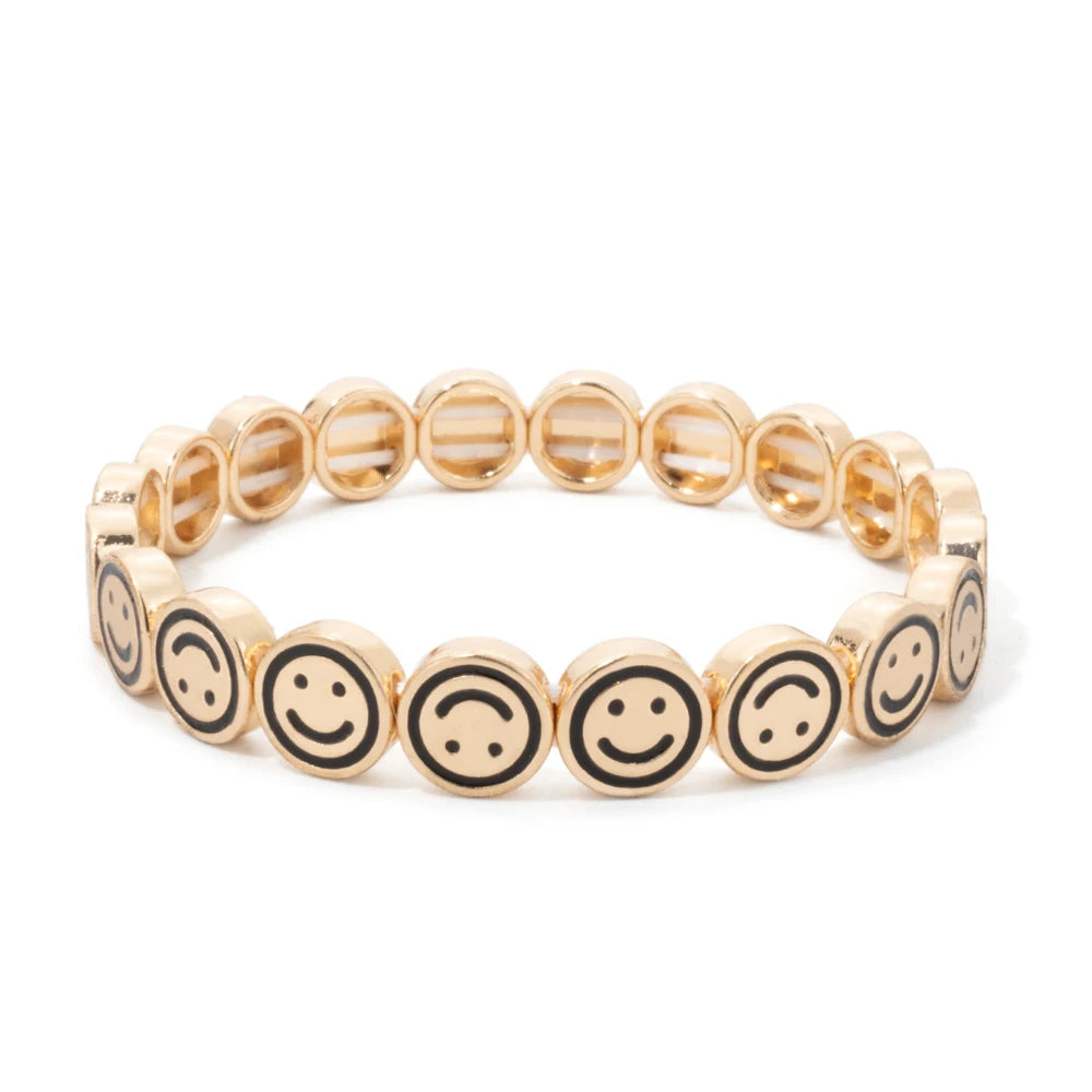 Smiley Charm Bracelet, Gold Plated
