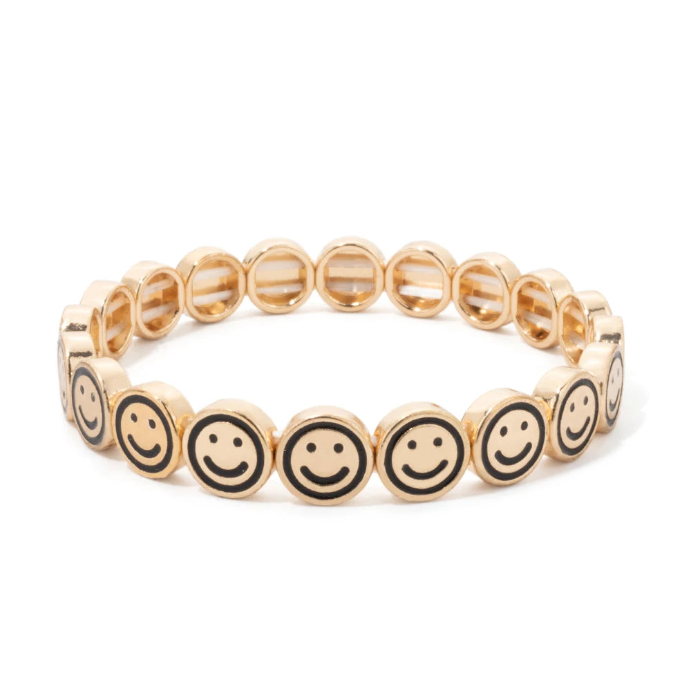 Smiley Charm Bracelet, Gold Plated