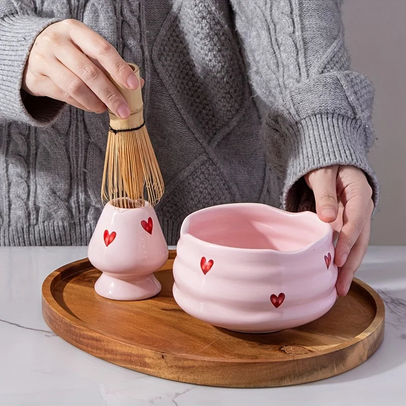 5-Piece Pink Heart Matcha Set