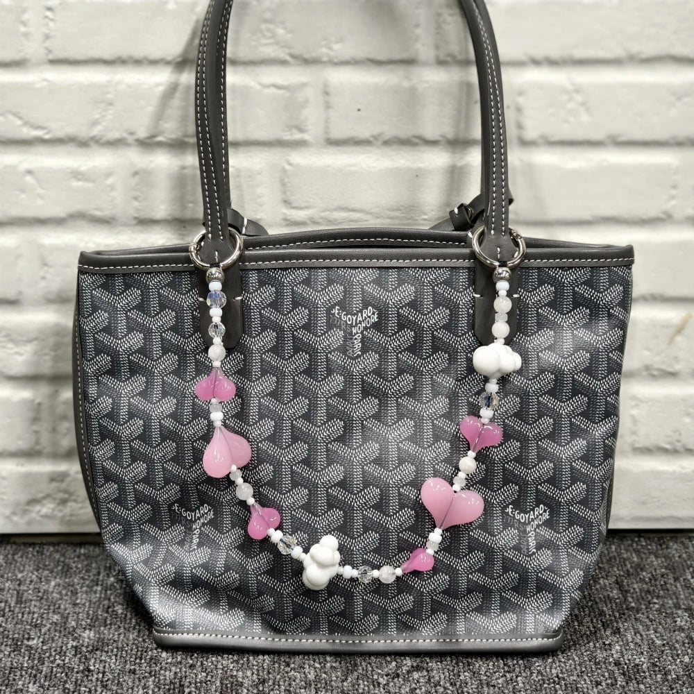 Y2K Pink Heart Beaded Bag Charm