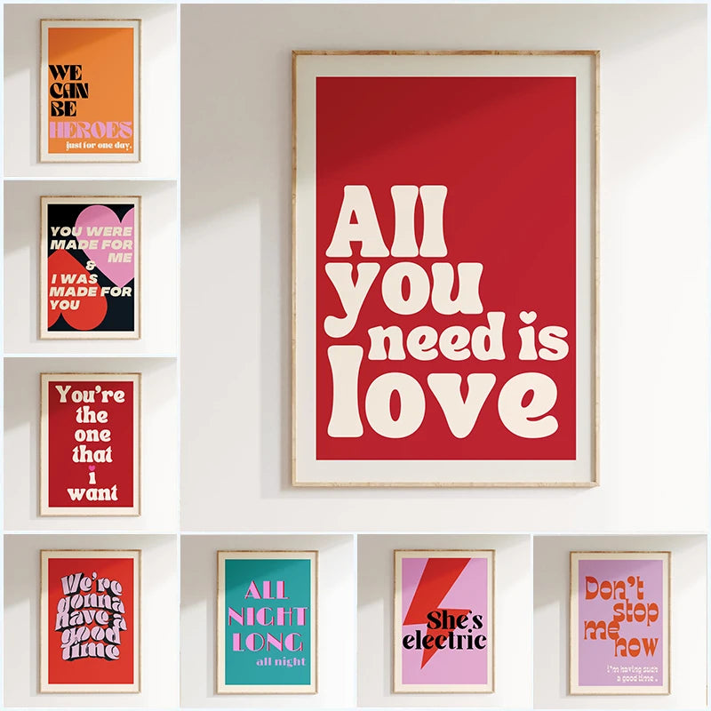 Retro Lyric Quote Wall Prints