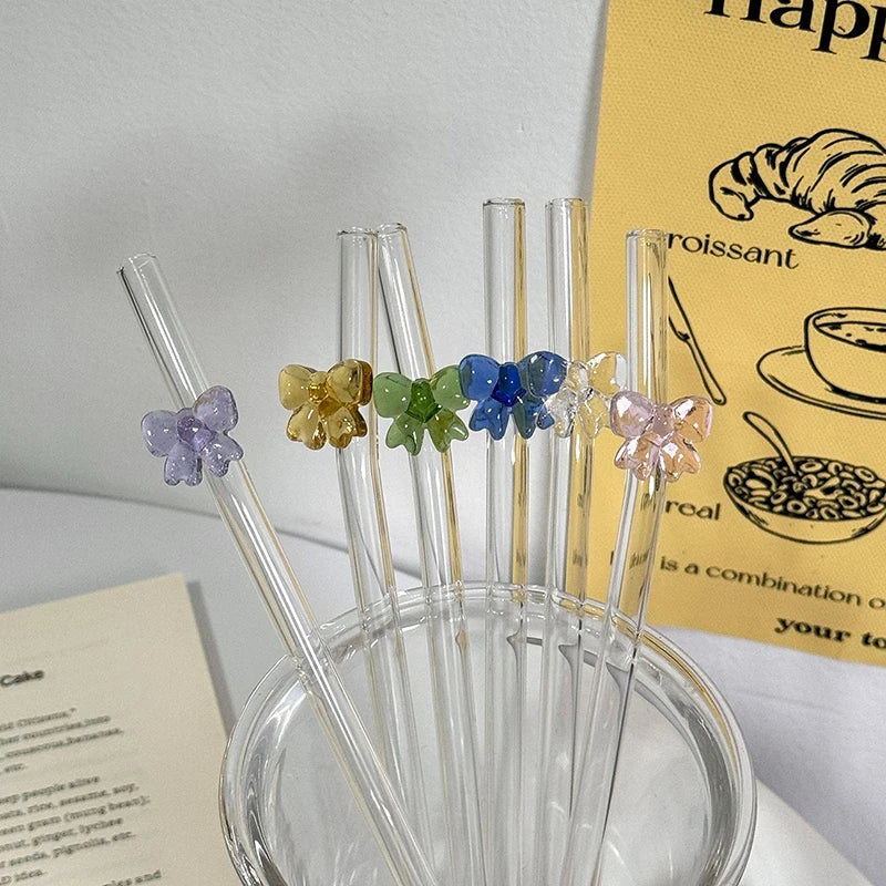Reusable Glass Butterfly Straw
