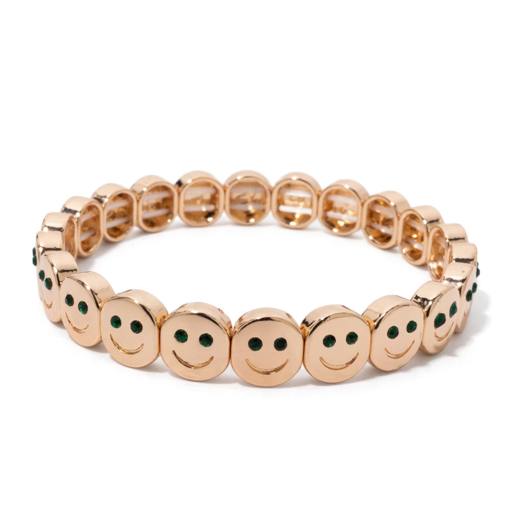 Smiley Charm Bracelet, Gold Plated