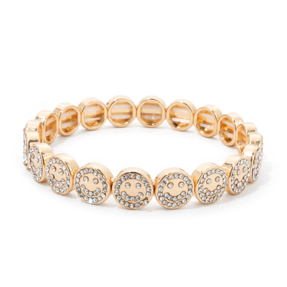 Smiley Charm Bracelet, Gold Plated