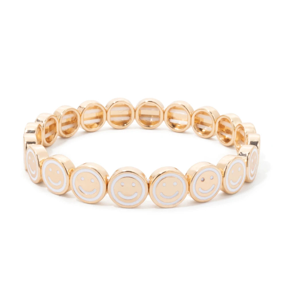 Smiley Charm Bracelet, Gold Plated
