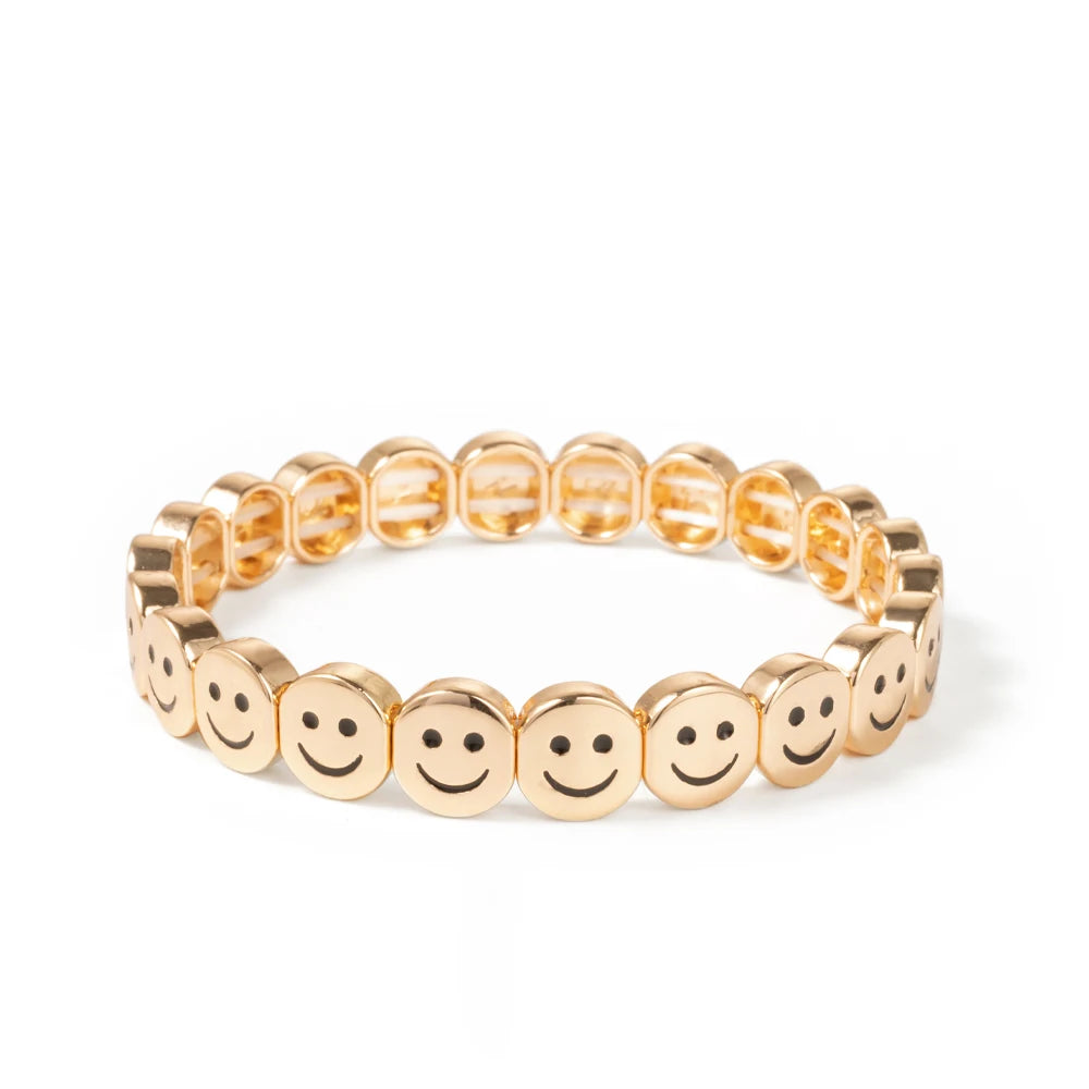 Smiley Charm Bracelet, Gold Plated
