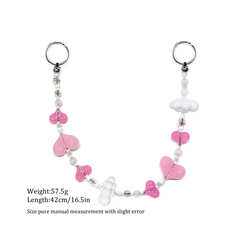Y2K Pink Heart Beaded Bag Charm