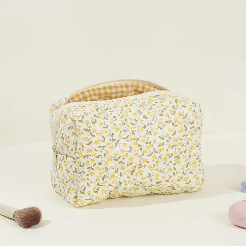 Floral Quilted Makeup Bag