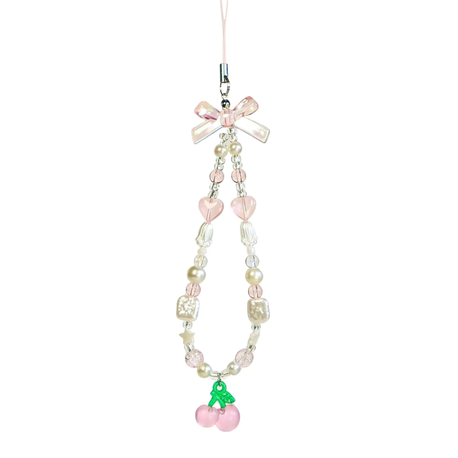 Pink Cherry Phone Charm Strap