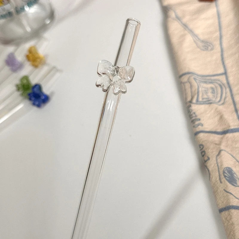 Reusable Glass Butterfly Straw