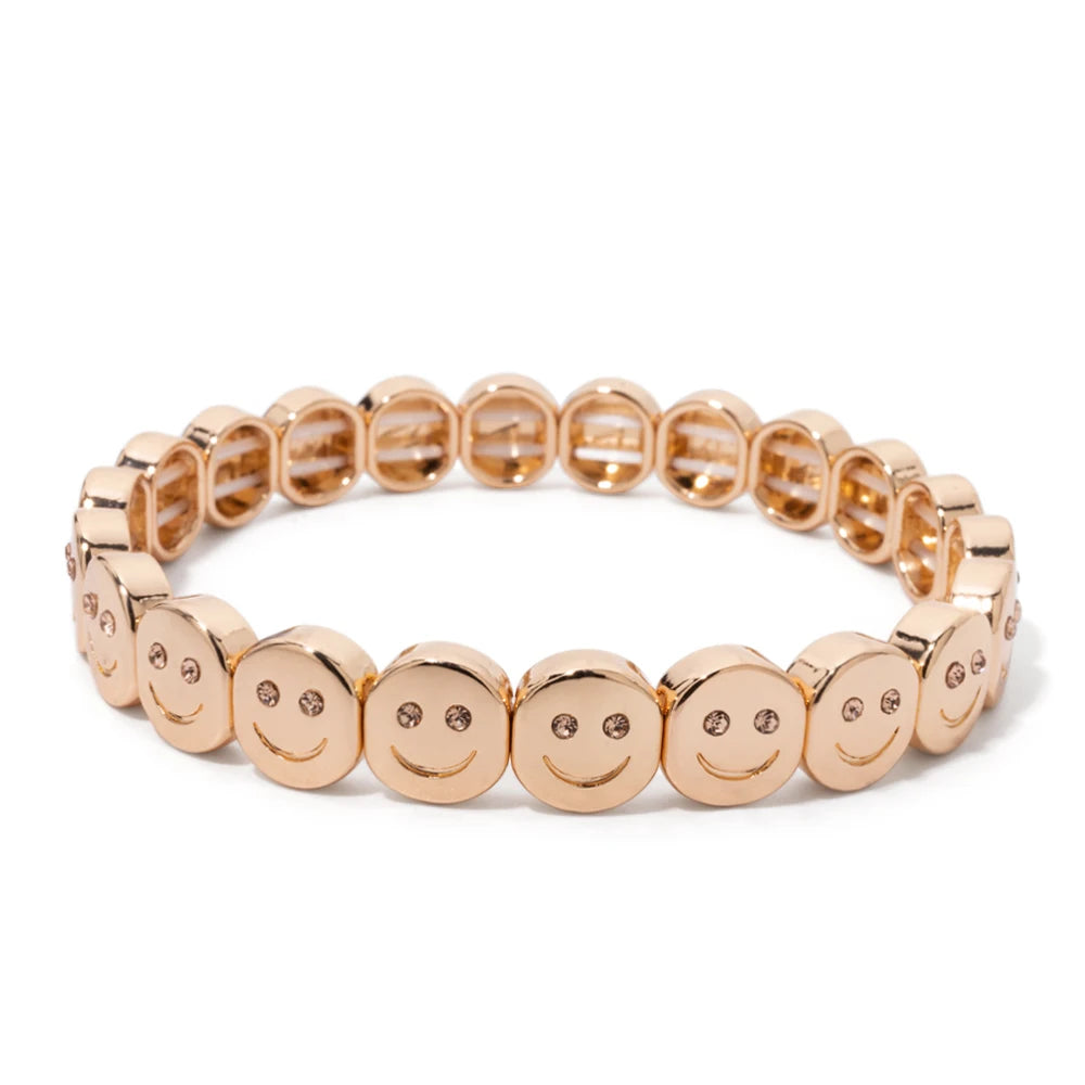 Smiley Charm Bracelet, Gold Plated