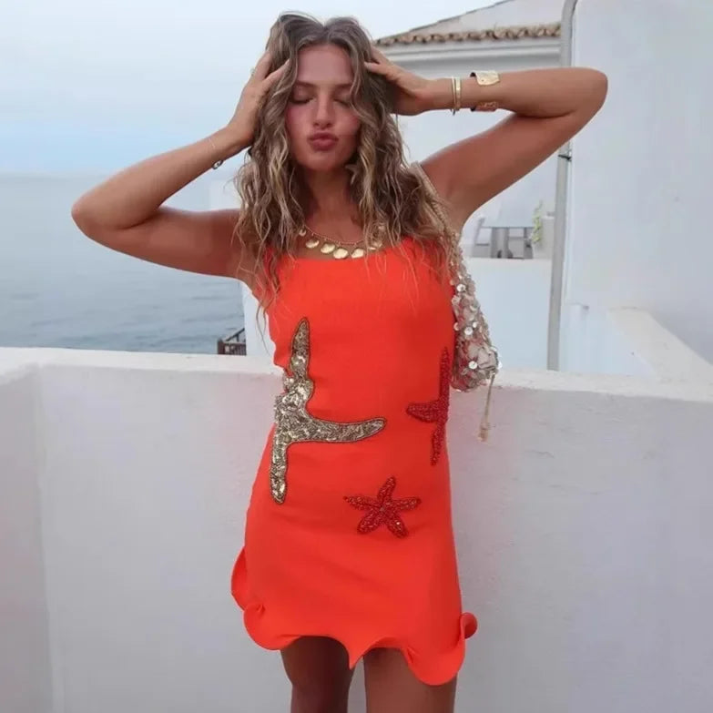 Starfish Embellished Beach Dress
