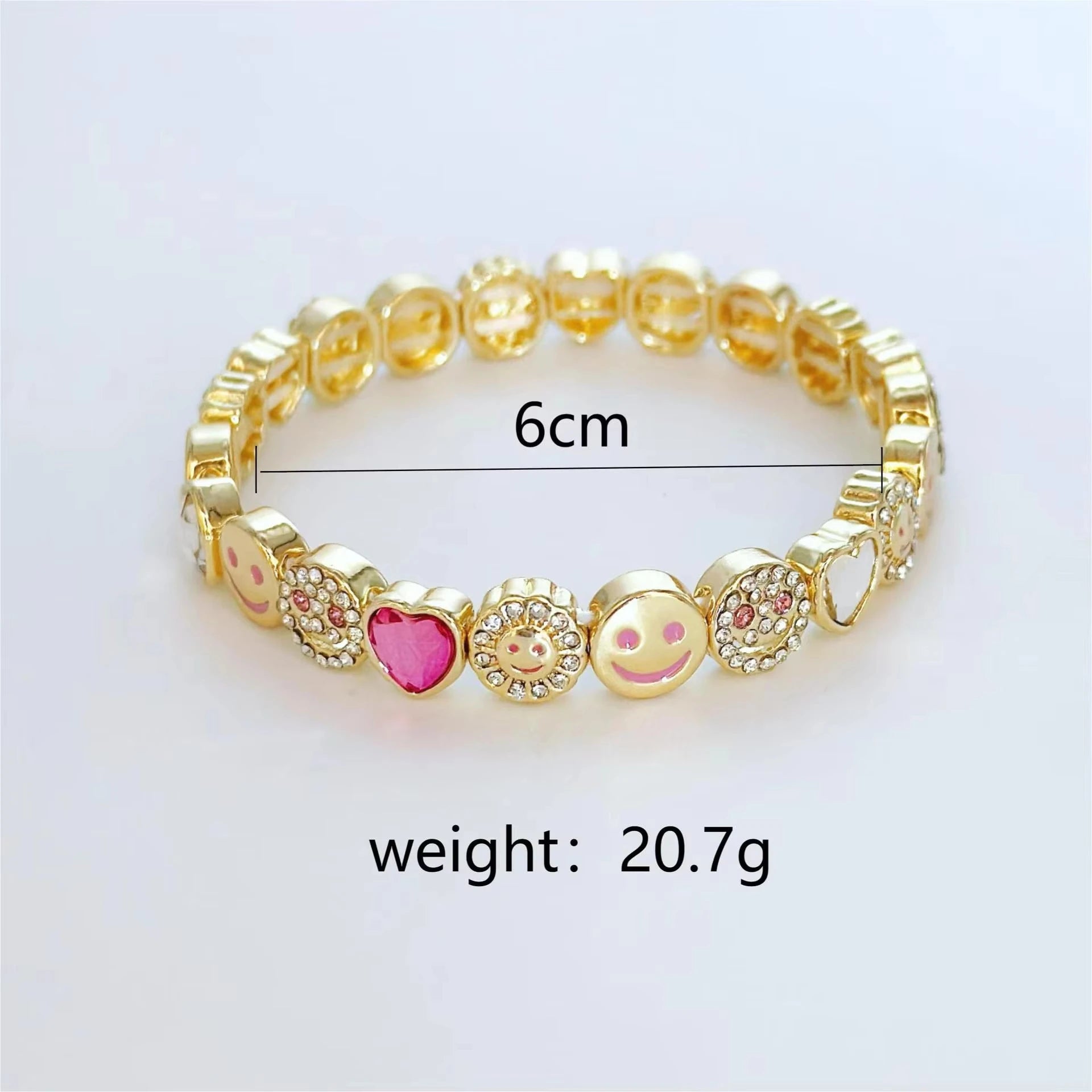 Smiley Charm Bracelet, Gold Plated
