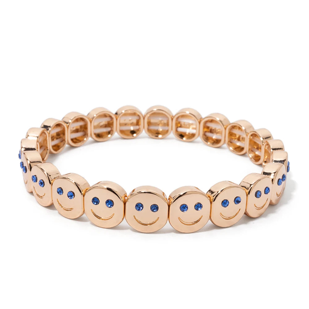 Smiley Charm Bracelet, Gold Plated