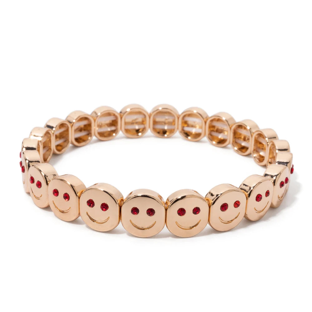 Smiley Charm Bracelet, Gold Plated
