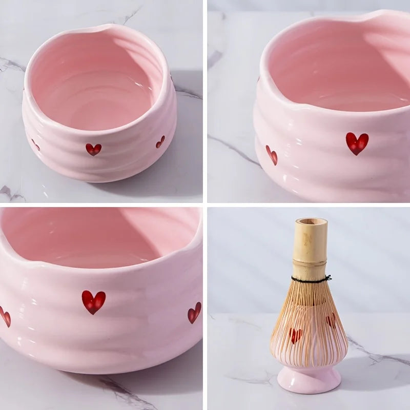 5-Piece Pink Heart Matcha Set