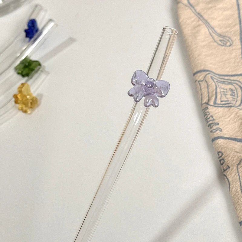 Reusable Glass Butterfly Straw