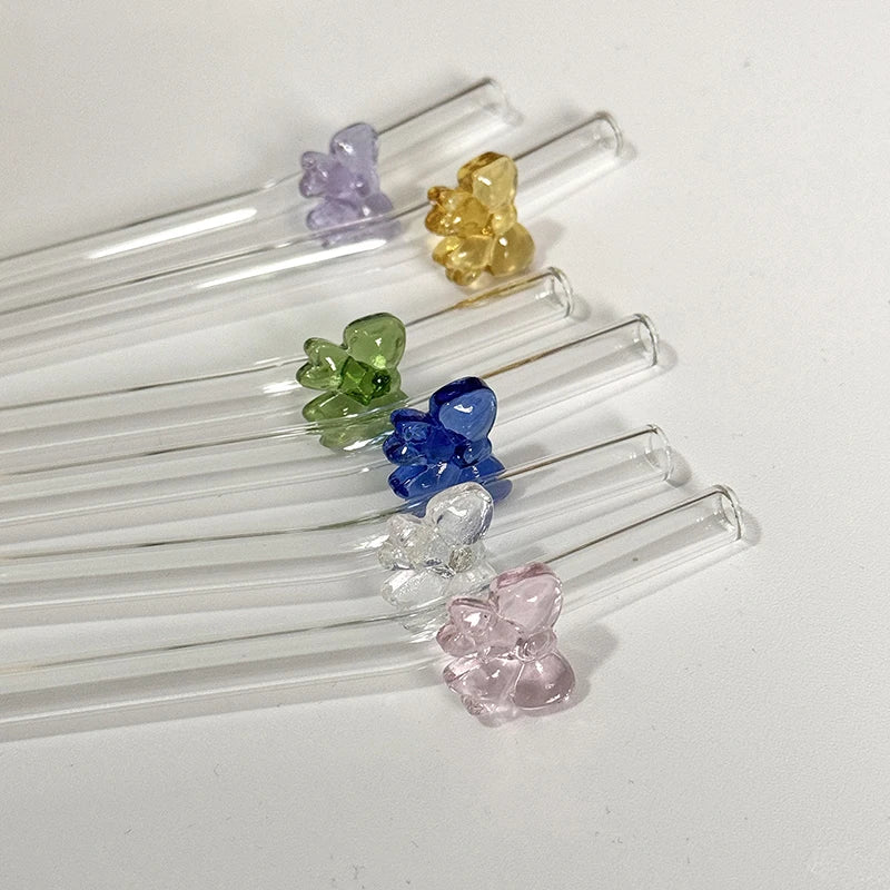 Reusable Glass Butterfly Straw