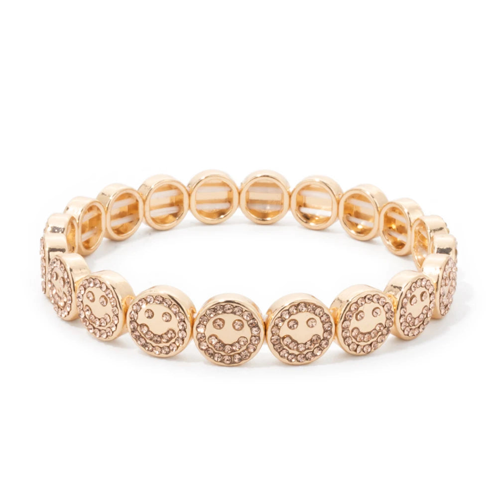 Smiley Charm Bracelet, Gold Plated