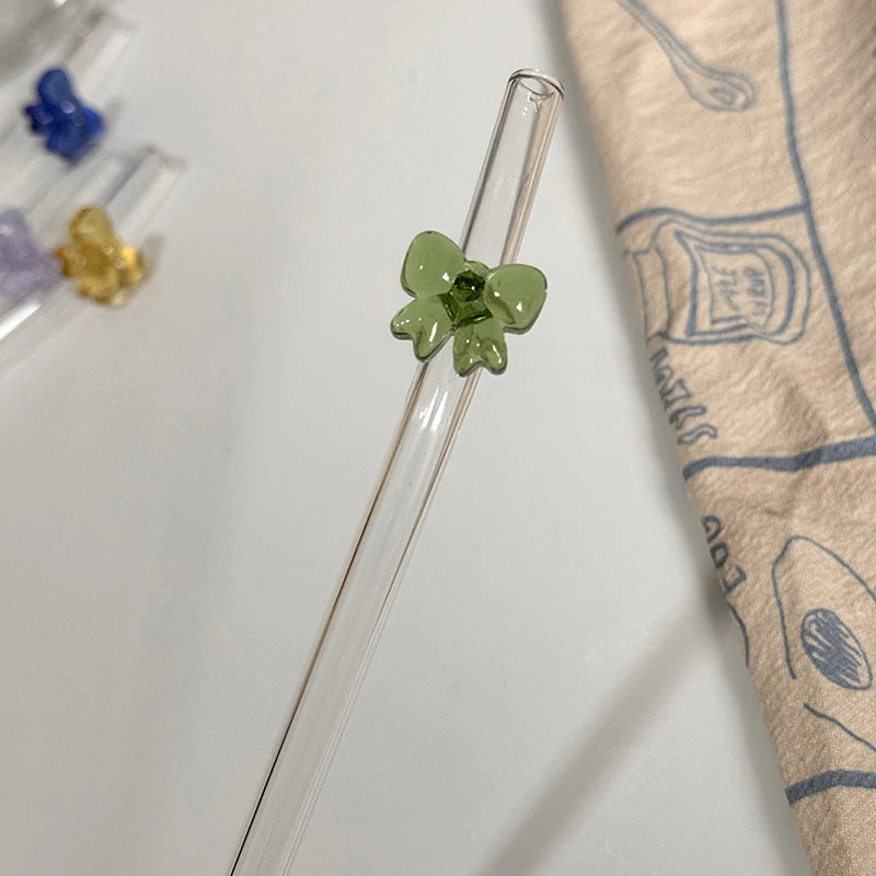 Reusable Glass Butterfly Straw