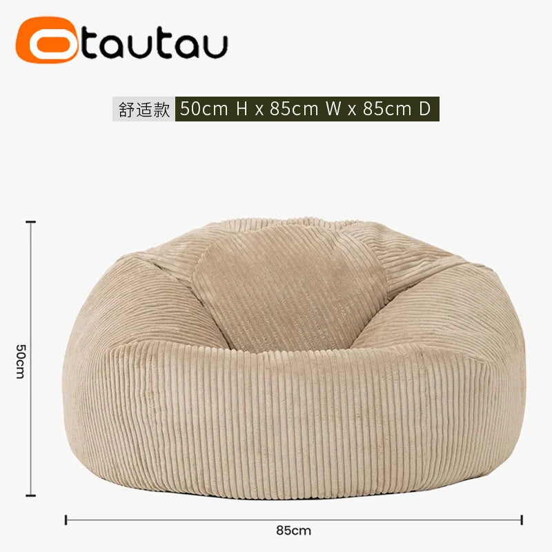 Corduroy Bean Bag Chair with Ottoman