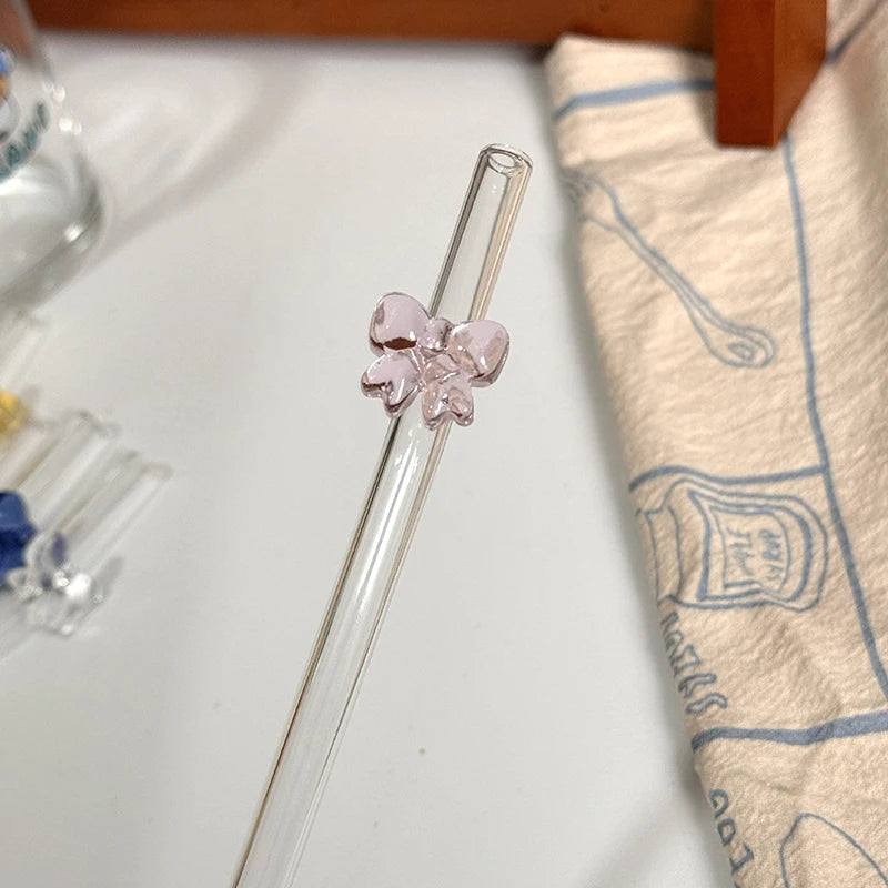 Reusable Glass Butterfly Straw