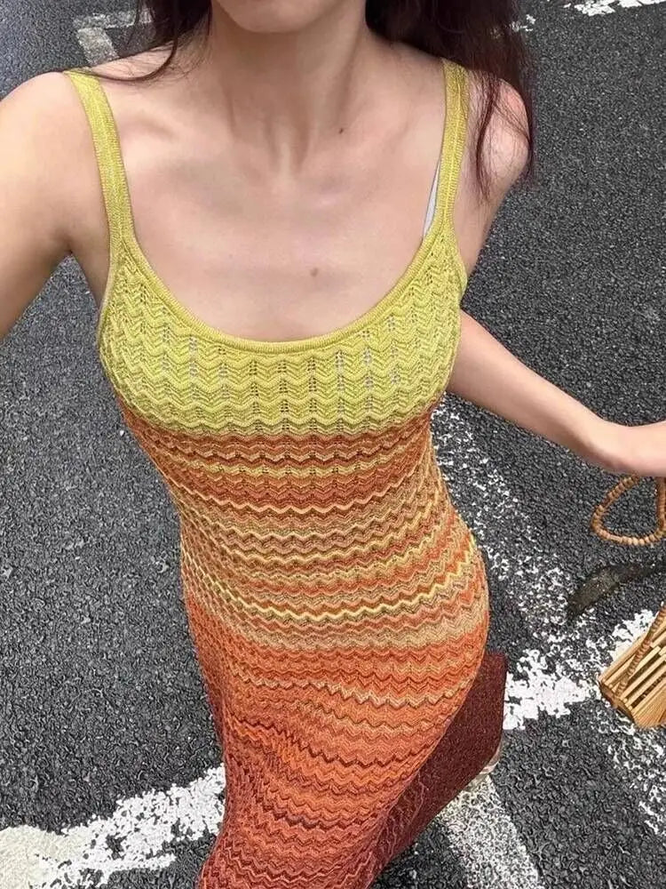 Sunset Wave Knit Dress