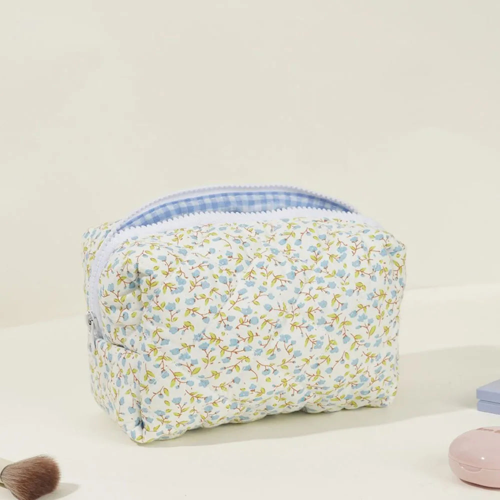 Floral Quilted Makeup Bag
