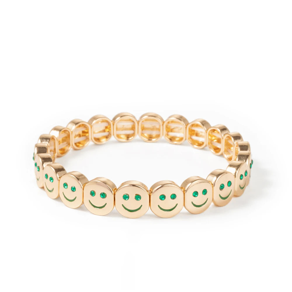 Smiley Charm Bracelet, Gold Plated