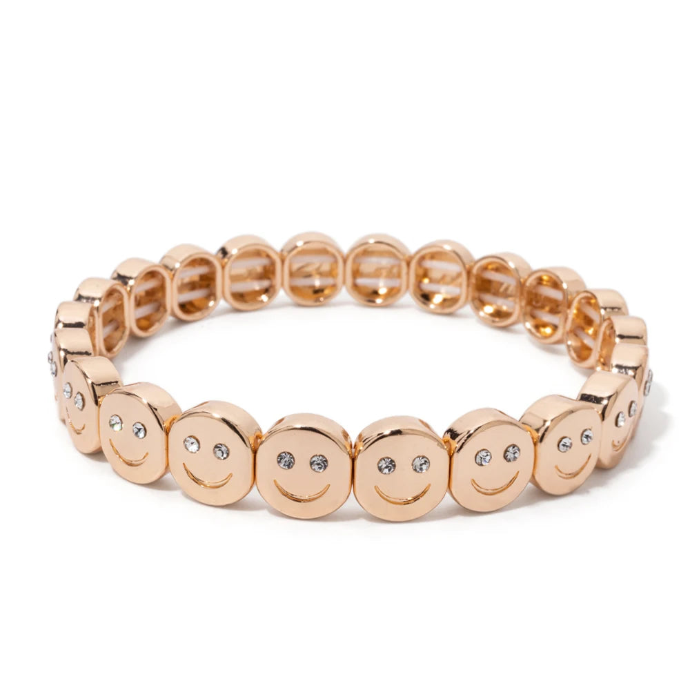 Smiley Charm Bracelet, Gold Plated