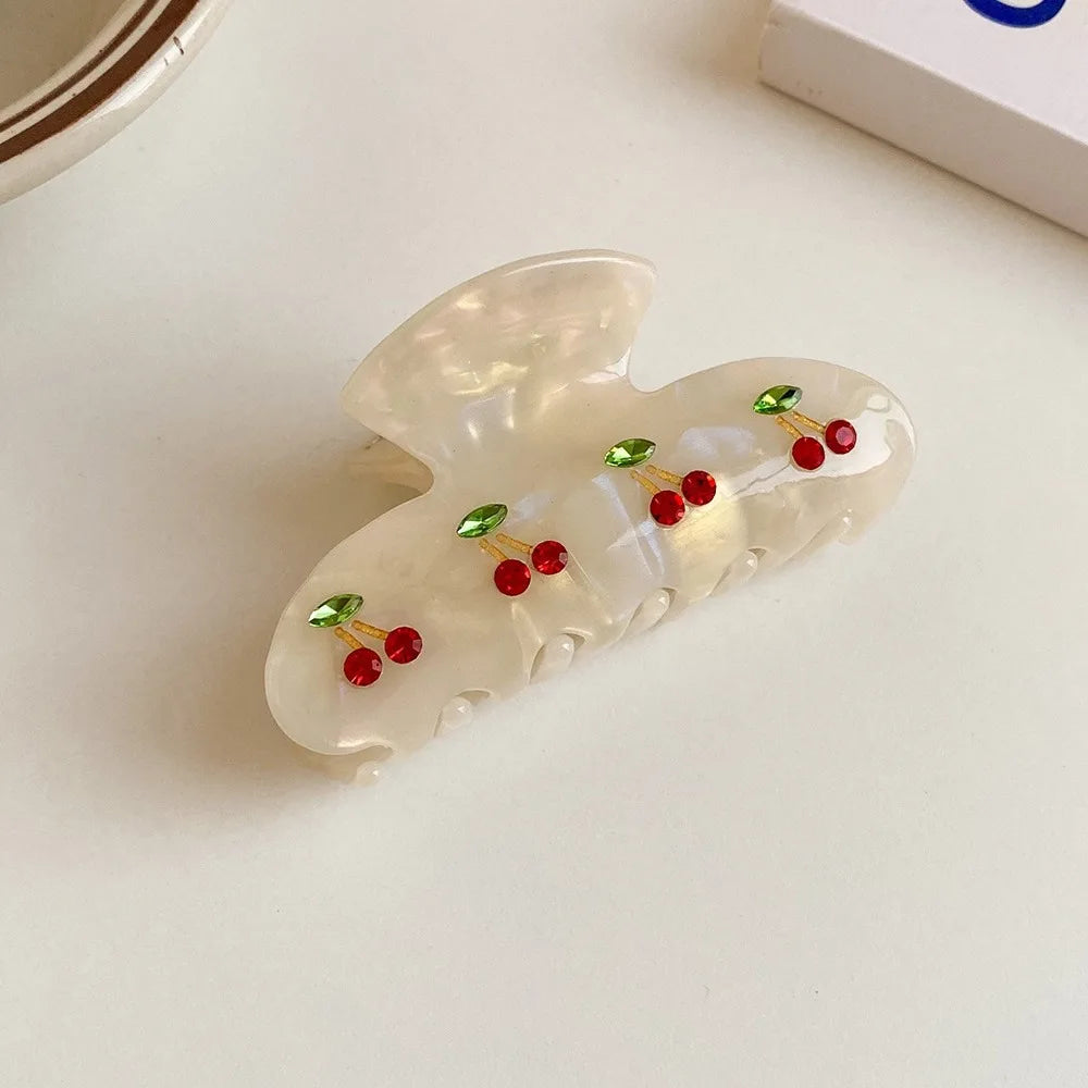 Cherry Glitter Hair Claw Clip