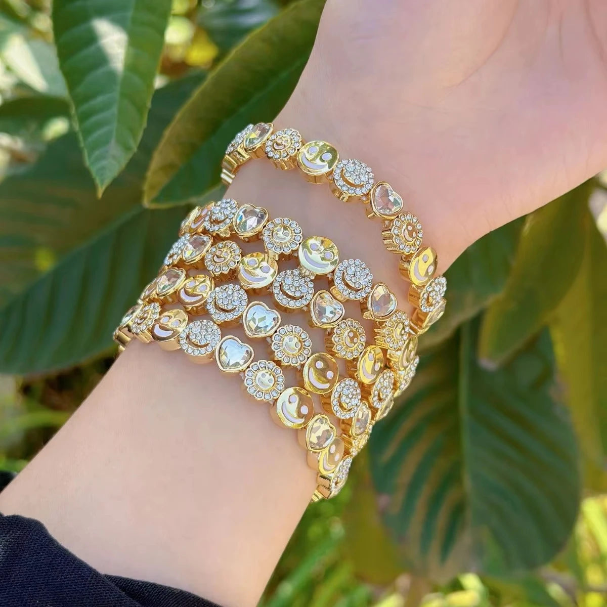 Smiley Charm Bracelet, Gold Plated
