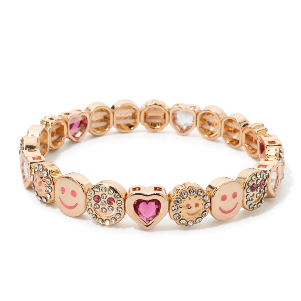 Smiley Charm Bracelet, Gold Plated