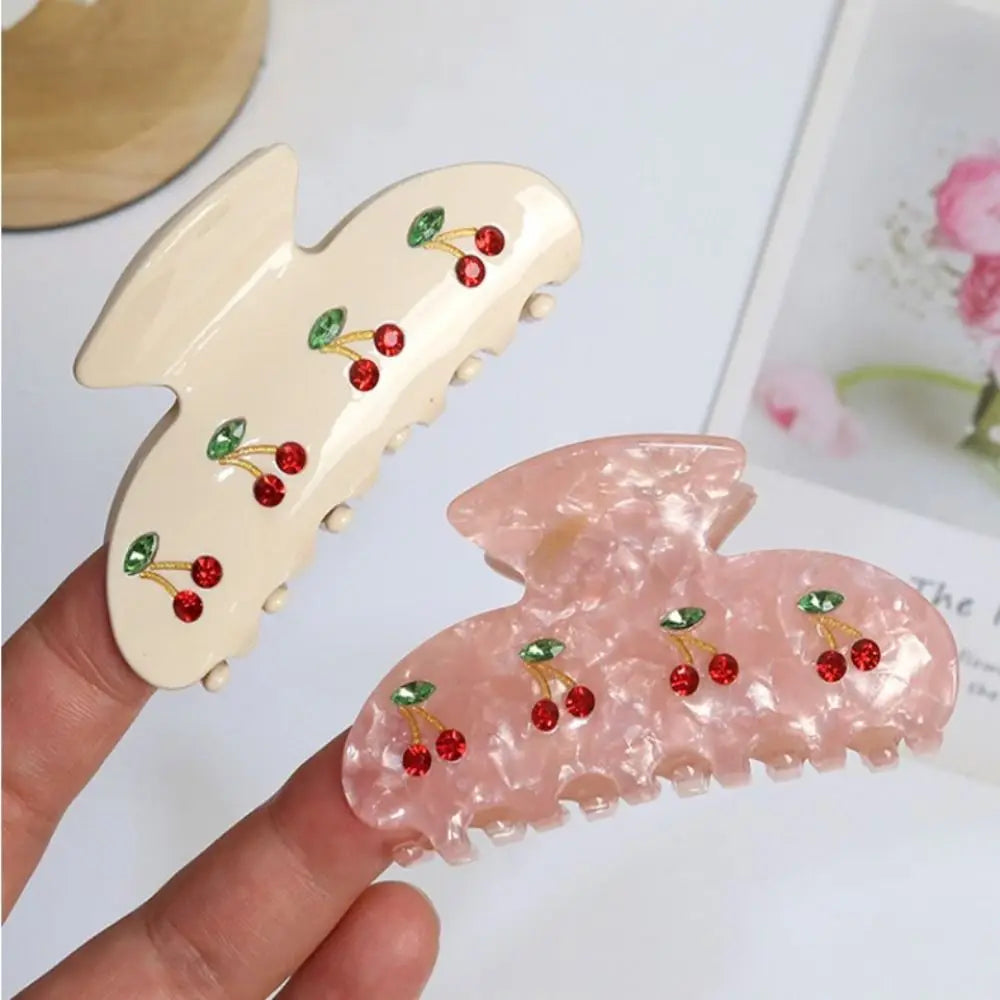 Cherry Glitter Hair Claw Clip