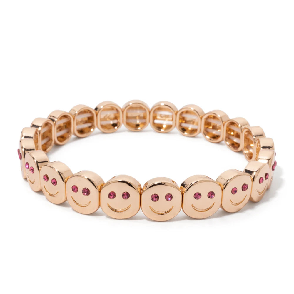Smiley Charm Bracelet, Gold Plated