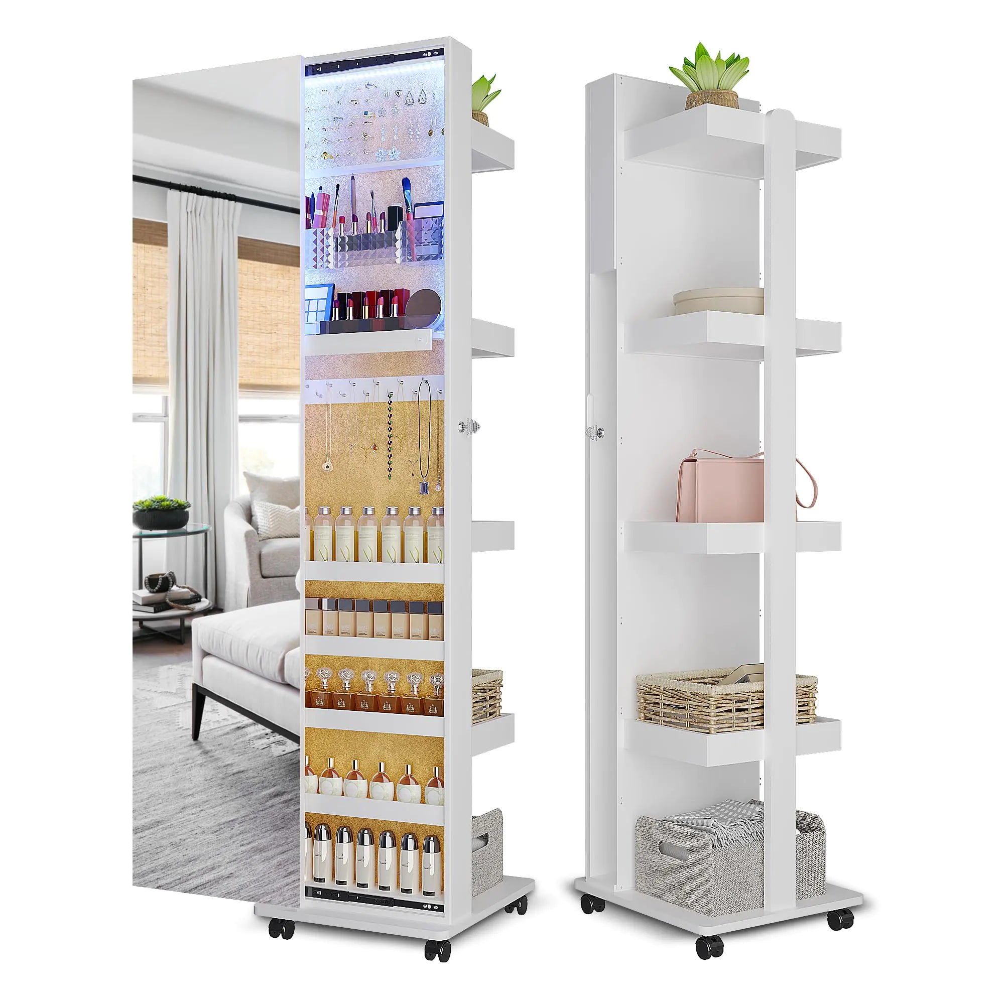 LED Jewelry Armoire Cabinet