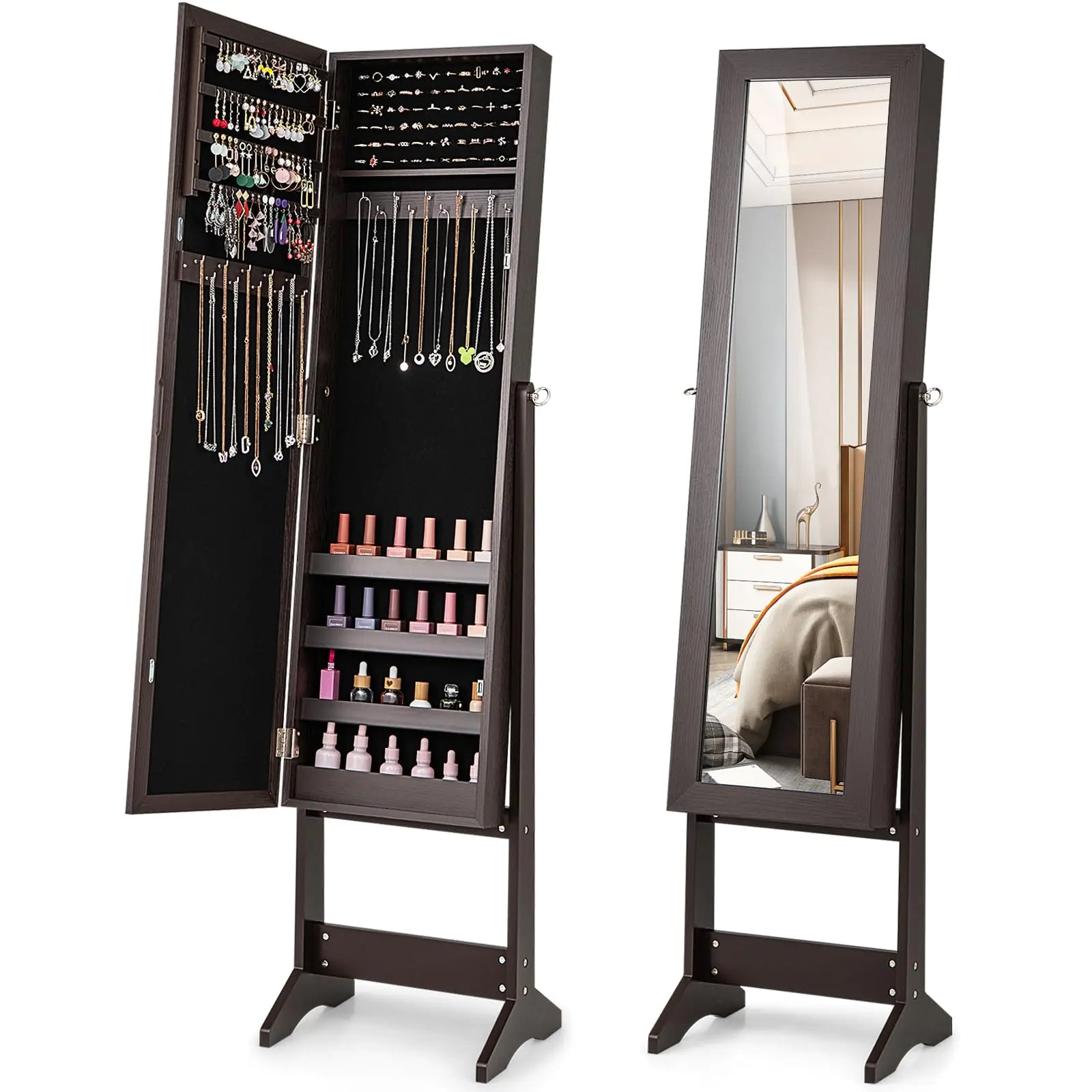 Mirror Jewelry Cabinet Organizer